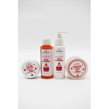 2 en 1 Gel douche corps et shampoing - Muffin à la framboise - 100ml 100% naturel - Format voyage