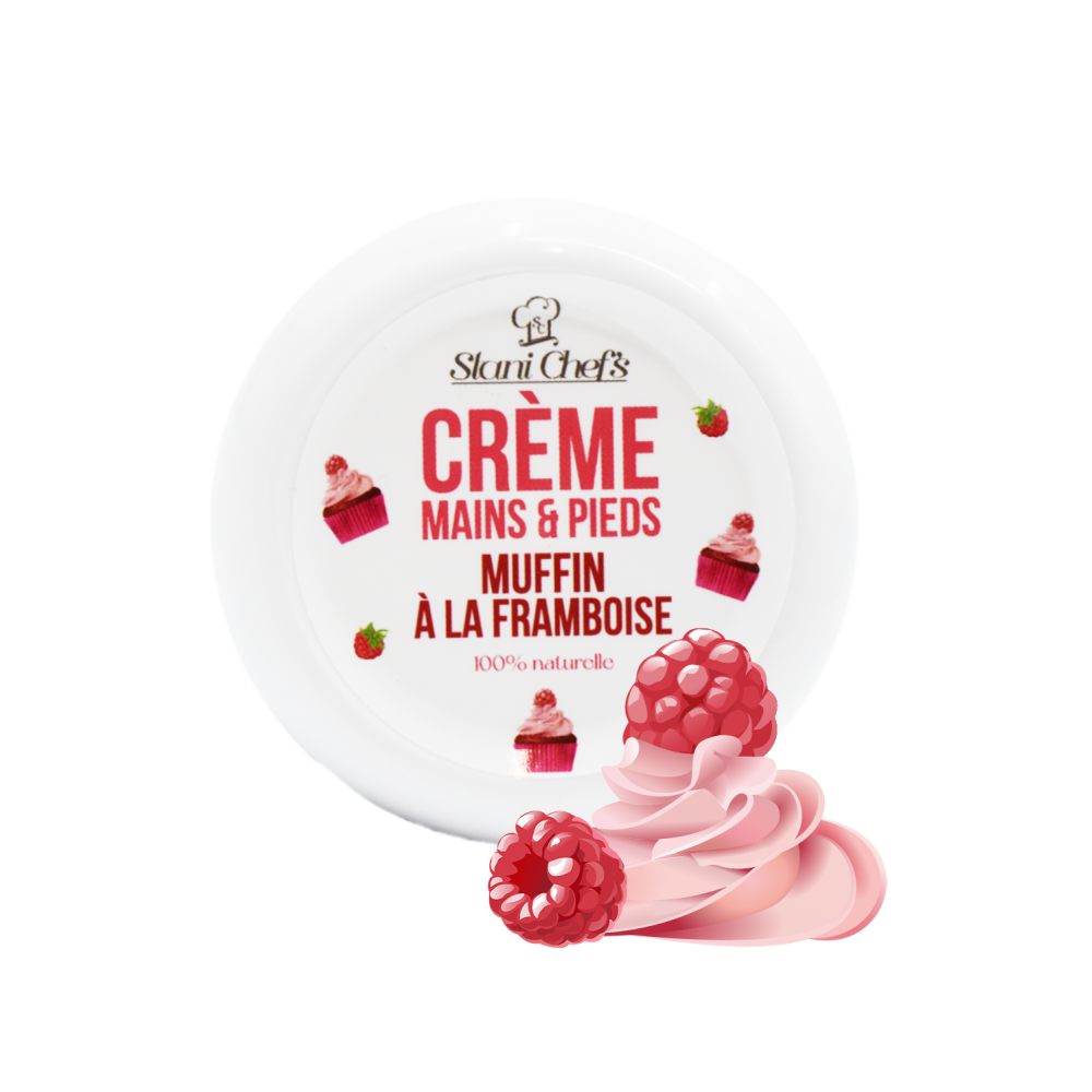 Crème mains et pieds - muffin à la framboise - 50ml 100% naturelle - Format voyage