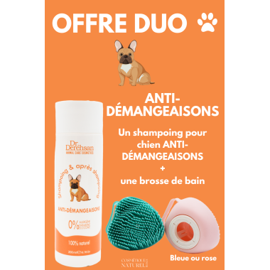 Shampoing pour chien 200ml  brosse de bain - OFFRE DUO - ANTI-DÉMANGEAISONS