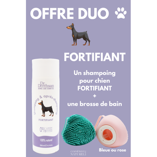 Shampoing pour chien 200ml  brosse de bain - OFFRE DUO - FORTIFIANT