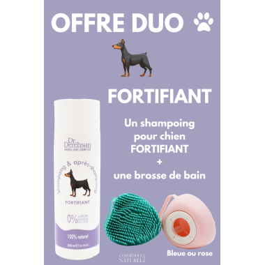 Shampoing pour chien 200ml  brosse de bain - OFFRE DUO - FORTIFIANT