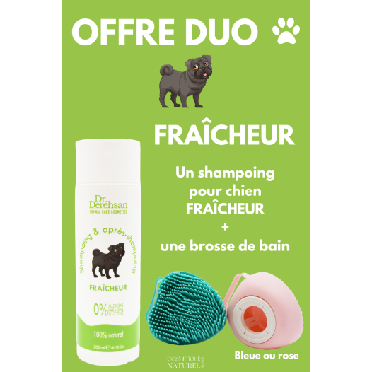 Shampoing pour chien 200ml  brosse de bain - OFFRE DUO - FRAÎCHEUR