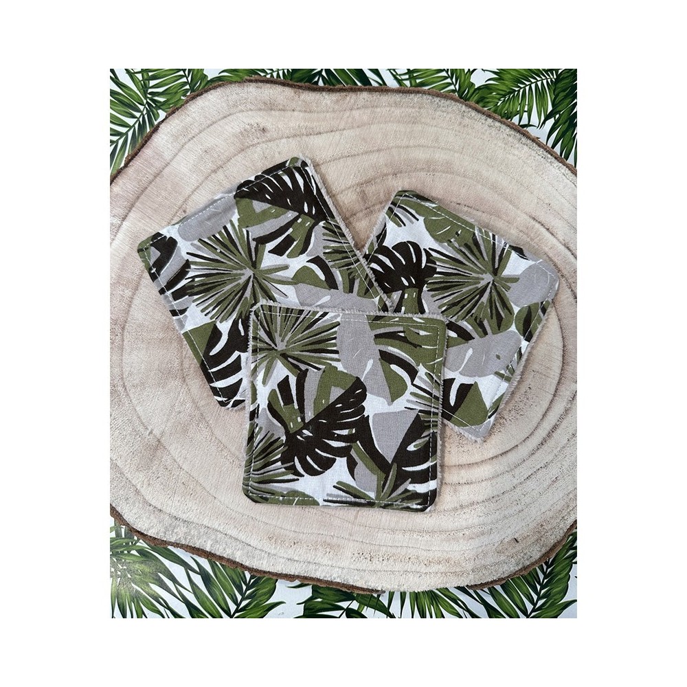 Lot de 3 cotons lavables assortis motif Jungle