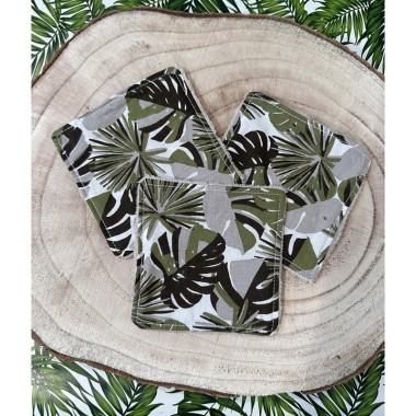 Lot de 3 cotons lavables assortis motif Jungle